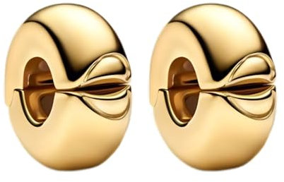 YUMINN Goldener Clip x2 Charms 925 Sterling Silber für Armbänder und Halsketten Dangle Anhänger Perlen Schmuck Geschenke für Damen