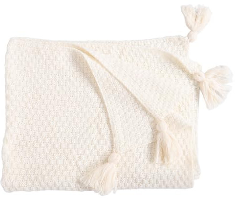 CLISPEED Strickdecke Im Nordischen Stil Decken Flauschige Decke Überwurfdecke Mit Quasten Gestrickte Überwurfdecke Boho Decke Überwurfdecke Fürs Büro Überwurfdecke Boho Beige