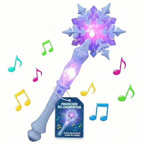 BESPORTBLE Bacchetta magica regalo per bambini con luce, musica e fiocchi di neve, bacchetta luminosa per bambine dai 3 ai 10 anni, bacchetta magica da principessa per carnevale, compleanno, cosplay e