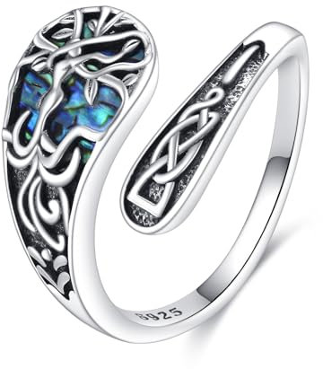 YFN Anello a cucchiaio dell'albero della vita in argento sterling Gioielli dell'albero della vita Regalo di compleanno per uomini e donne