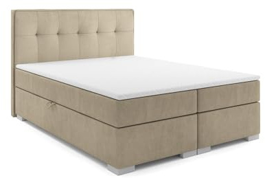 VLR BEDS Boxspringbett mit Bettkasten Palermo (Beige, 160 x 200 cm)