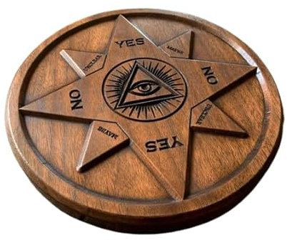 CREATIVEERA Tablero de adivinación de péndulo tallado en madera de nogal maciza, pieza de altar