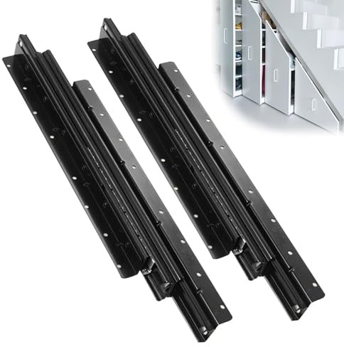 Schwerlastauszug 400-900mm Schubladenschienen Unterflur Bodenmontage – Vollauszug mit Kugellager, 120kg Tragkraft, Versteckter Einbau für Werkbank, Treppenschublade, Schrank
