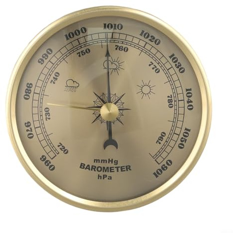 HpLive Präzise Wetterstation Barometer mit Thermometer und Hygrometer Metallgehäuse Wandmontage 90mm Durchmesser