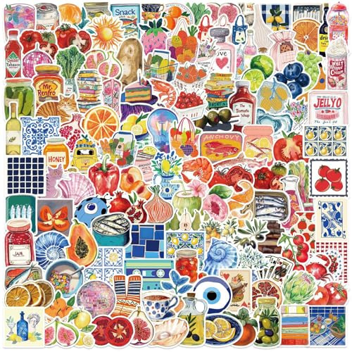 150 Stück Niedliche Essens Aufkleber, Ästhetisches Aufkleber Set, Wasserdichte Vinyl Aufkleber für Scrapbooks, Laptops, Skateboards, Erwachsene und Jugendliche
