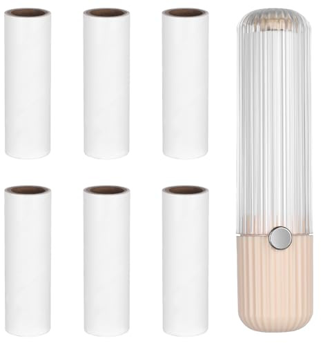 Qeapug 1 PcsRouleau Poils Animaux avec 6 Recharges, Rouleau Anti Poils Animaux et Peluches, Recharge Rouleau Adhesif Vetement, Rouleaux adhesifs Poils pour enlever Peluche Vetements et canapés