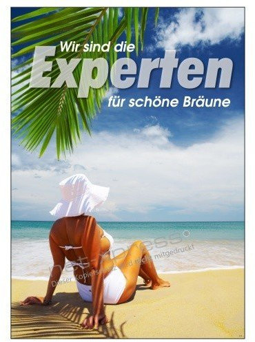 Plakat Wir sind die Experten für Bräune A1, Werbeplakat Poster Sonnenstudio