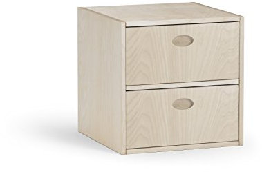Regalwürfel mit 2 Schubladen Birke Multiplex mit Echtholzfurnier (Natur)