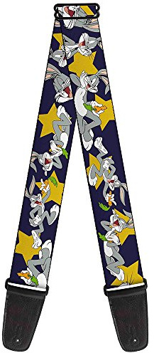 Buckle-Down GS-WLTBB001 Guitar Strap - Bugs Bunny Poses/Stars Navy - 2 Wide - 29-55 Length