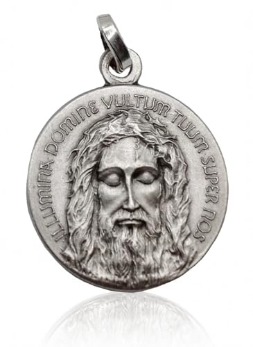 I G J 925 STERLING SILBER HEILIGEN GESICHT VON CHRIST MEDAILLE - WIEDERGABE DES HEILIGEN TURINER GRABTUCH - 100% MADE IN ITALY