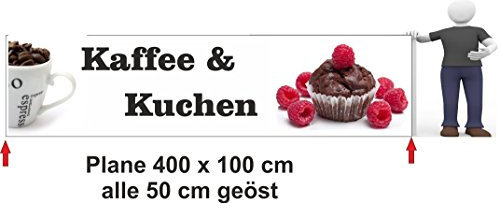 Werbebanner Kaffe und Kuchen 400 x 100 cm