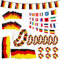 Murago - 50 teiliges Deutschland XL Deko Fan-Set - Fanartikel Flaggenkette Europa Fahnen 24 Länder Girlande Gastro Hawaiikette Armband Handfahnen Servietten EM Flaggen Garten Party