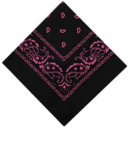 Lizzy | Bandana | One Size, Black & Pink, 100% Cotton | Paisley Print, Soft & Breathable, Unisex Fit | Versatile Headwear for Outdoor, Sports, Festivals, Fashion Accessory
