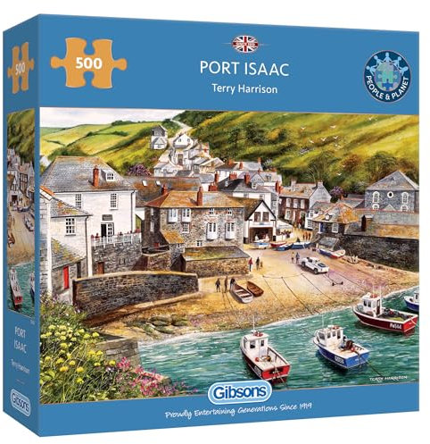 Gibsons Port Isaac 500 Piece Jigsaw Puzzle | Coastal North Cornwall | Sustainable Jigsaw Puzzle for Adults Teens | Premium 100% Recycled Board | Great Gift | Gibsons Games