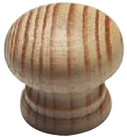Merriway BH00423 (10 Pcs) Unlacquered Pine Wooden Cupboard Door/Drawer Knobs Drilled for Woodscrew Dowel Screw, 50 mm (2 Inch) - Pack of 10 Pieces