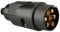UNITEC Stecker 7-polig, Kunststoff, Schraubanschluss mit Zugentlastung, Belastbarkeit: 20 A bei 12 V, schwarz, 1 Stück