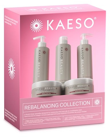Kaeso Rebalancing Facial Kit – Complete Skincare Set For Oily & Combination | Skin – Cleanser, Toner, Exfoliator, Mask & Moisturiser – Professional Quality