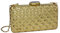 SIX goldene Box Clutch mit Rauten-Struktur und weiß verzierter Schließe (355-727)
