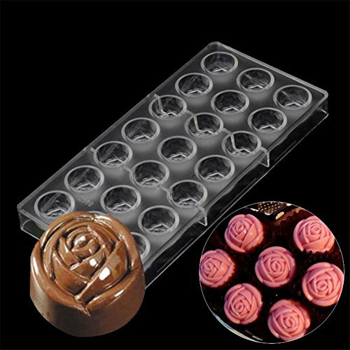 Saint-Valentin Rose Forme de fleur PC Moule à chocolat en polycarbonate, Moule à pâtisserie outils Chocolat Moules, 3d, décoration de mariage rectangle plastique Plat de cuisson de cuisine Bakeware