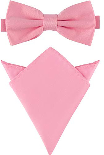 Ladeheid Ensemble Nœud Papillon & Pochette Costume Homme M/P (12cm x 6cm, 22cm x 22cm, Rose)