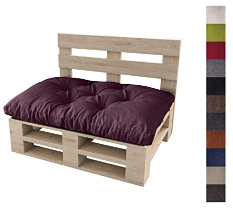 sunnypillow Palettenkissen Auflage Set für Europaletten Indoor und Outdoor Palettenpolster Palettensofa Kissen mit schöner Steppung viele Farben und Größen zur Auswahl Sitzkissen 120 x 60, Violett
