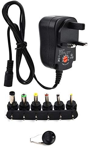 Garsent Power Adapter, 12V Universal Adapter AC to DC with 6 DC plugs Adjustable Voltage Power Supply 12W Adapter 1.2A Output 100-240V.(uk)