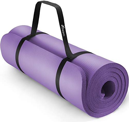 TRESKO Yogamatte Phthalatfrei - Gymnastikmatte rutschfest, Pilatesmatte Fitnessmatte mit Tragegurt, 190 x 100 x 1,5 cm