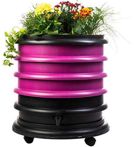 WORMbox | Lombricomposteur 3 Plateaux Framboise + Jardinière | 48 litres | Compostez Vos déchets organiques, Les vers de Terre/lombrics produisent du lombricompost