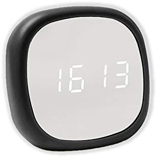2 in 1 Spiegel Wecker Digital Alarmwecker Alarm mit DREI einstellbaren Alarmzeiten Akustiksensor (Schwarz)