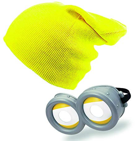 4sold Goggles Brille Brille Gläser Augen Tolles Kostüm das du brauchst Lustige Cartoon-Figur mit Brillenaugen Für Halloween und Karnevalskostümpartys Gelbe Figur (Beanie & Goggle Set Nr 4)