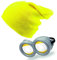 4sold Goggles Brille Brille Gläser Augen Tolles Kostüm das du brauchst Lustige Cartoon-Figur mit Brillenaugen Für Halloween und Karnevalskostümpartys Gelbe Figur (Beanie & Goggle Set Nr 4)