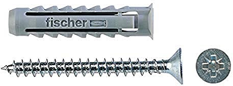 Fischer Dübel SX 6 S mit Schraube (200 Stück) für Vollwand und Loch Ziegel