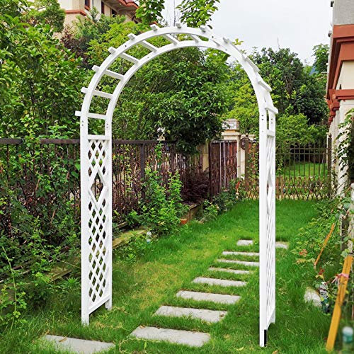 QLLL Arc de Jardin en Bois Arche en Bois Massif, Utilisée pour Les Plantes Grimpantes de Jardin Pergola, Blanc