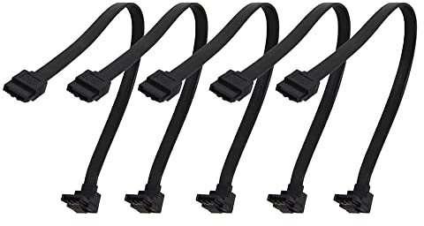 5pcs 10 cm SATA 3.0 Harddrive 6GB/S Cable de datos ATA de 6 GB/S 90 Conector de 180 en ángulo SATA3 SATAIII 6GBPS Disco de disco duro SSD Adaptador SSD,90 Degree-Black,15CM