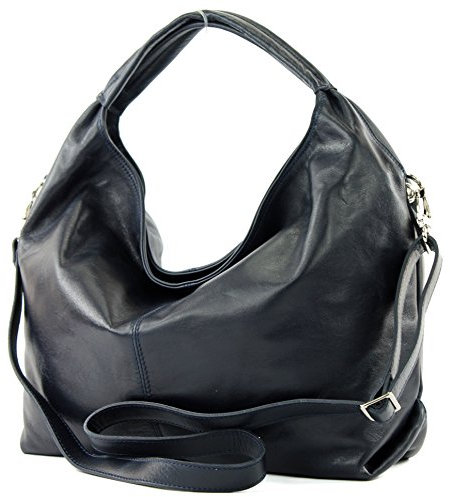 modamoda de - DS26 - ital Damenhandtasche aus Nappaleder, Farbe:Dunkelblau2021