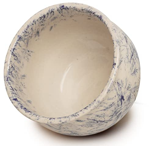 ETROVES 4 Inch Ceramic Shaving Soap Bowl - Shaving Mug for Men Shave Cream & Soap- Shaving Cup for Wet Shave (White Blue)