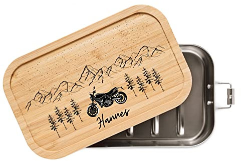 ABENTEUERNAH - Personalisierte Brotdose für Erwachsene - Individuelle und Robuste Edelstahl Brotdose mit Namen - Personalisierte Geschenke für Männer (Große Lunchbox 1100 ml)