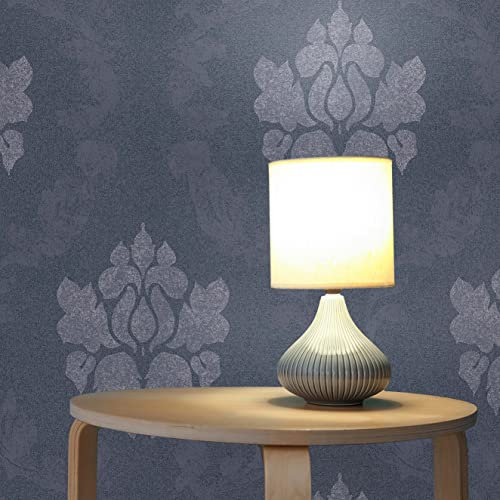 TADESSI Tapete Barock Giulia M1-No.474 Vliestapete Blau Grau Tapete mit Ornamenten für Wohnzimmer Schlafzimmer Küche