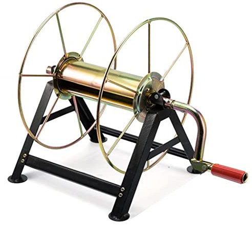 Samnuerly Gartenschlauchwagen für 100 m 1/2-Zoll-Schlauch, für den Außenbereich, Trolley-Schlauchtrommel für tragbares Gartengerätezubehör, besonders stabil (Farbe: Schwarz und Gold, Größe: 37 * 37 *