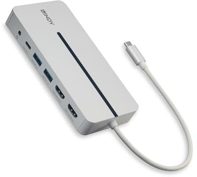 LINDY 43360 DST-Mx Duo USB C Laptop/MacBook Mini Dockingstation – 2X HDMI 4K@60Hz, PD 3.0 100W, USB 3.2 Gen 1, Gigabit Ethernet, Audio, HDCP2.2,>Thunderbolt 3, Display, Festplatte, Printer, Webcam