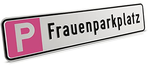 Betriebsausstattung24 Geprägtes Parkplatzschild aus Aluminium in Nummernschildform - Frauenparkplatz pink - KFZ-Kennzeichen - für Ihren Parkplatz & Stellplatz - 52,0 x 11,0 cm