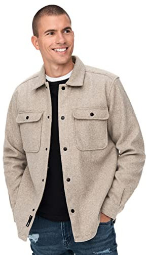 ONLY & SONS Herren Freizeit Hemd ONSASH - Relaxed Fit XS S M L XL XXL, Größe:XXL, Farbe:Chinchilla 22023564