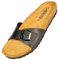 GONKOS®, Sandalias de Piel con Plantilla de Corcho, Piel Autentica, Corcho Natural, Hebilla ajustable, Sandalias de Pala para Mujer, Sandalias de Calidad Hechas en España, Color Negro Talla 36