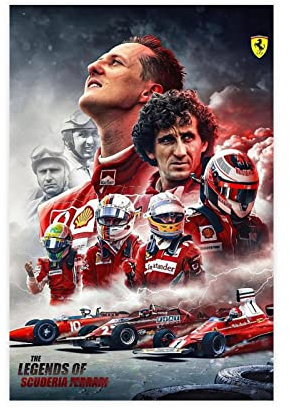 ERWYN Ferrar Poster Formel 1 Racing Potser Vintage-Poster 2023 Ferrri-Auto, Leinwanddruck, Gemälde, ungerahmt, 40 x 60 cm