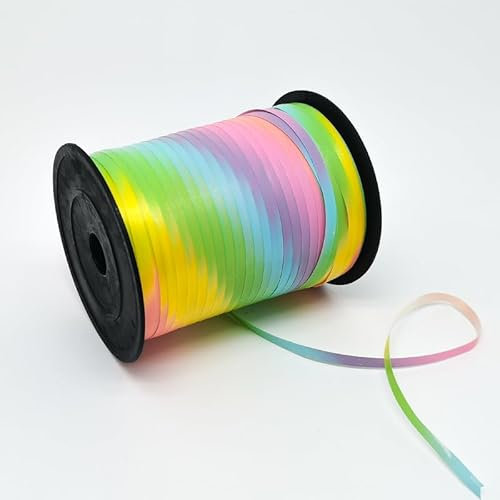 GAKA FAVOR Geschenkband Ballonband Makrone Regenbogen, 500 Meter Ringelband 5 mm zum Basteln Dekorieren & Verpacken von Geschenken zu jedem Anlass