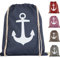 KLAPIA Sac de sport/sac de plage à cordes de style marin/sac à dos cordes/sac à dos à cordons/sac à dos de plage imperméable à l'eau, gymnase, natation, piscine, voyage/sac tissu femme, bleu, L