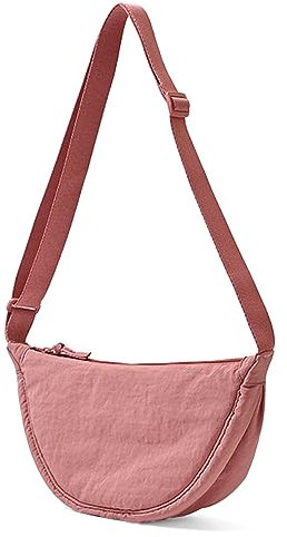 ANYWN Crossbody Bag Damen Halbmond Schultertasche, Hobo Casual Crossbody Bag, Einfarbige Tragbare Halbmond-Tasche Umhängetasche mit verstellbarer Schultergurt Rosa