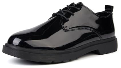 Rodawu Herren Oxford Schnürbare Brogue Derby Schuhe in Vintage Leder Elegant Glänzend Schwarz 41EU