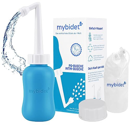 MYBIDET 3.0 originale bidet portable avec couvercle et sac de transport, douchette intime pendant la grossesse et postpartum, personal bidet, wc portable à partir, bain dérivatif (Blue Magic)