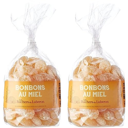Les Ruchers du Luberon Bonbons au miel 220g - Miel Naturel pour la Gorge et la Toux - Cadeau parfait pour les amateurs de miel (Lot de 2)